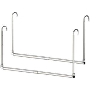Hanging Closet Rod, 2 Pack Adjustable Width and Height Closet Rods for Hanging Clothes, Premium Stainless-Steel Closet Rod for Ultimate Space Optimization, for Hanging and Drying Clothes, Silver