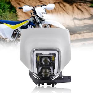 LED Dirt Bike Headlight Motocross Headlamp w/Bezel Fit for 2017-2024 Husqvarna FE 250 350 450 501 701, TE150 250i 300i, FC250 350 450, TX125 Enduro 701, DRL High Low Beam