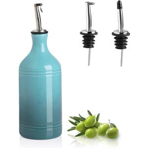 Sweejar Ceramic Olive Oil Dispenser Bottle, Opaque Oil Cruet Protects Oil to Reduce Oxidation, Suitable for Oil, Vinegar, Coffee Syrups & Other Liquids, Pack of 1, 15.5 Fl Oz (Gradient Blue)