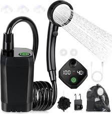 Portable Shower for Camping, [Long-Lasting] Spopal 6000mAh Rechargeable Camping Shower with Intelligent LED Display, 4 Spray Modes, IPX7 Waterproof Outdoor Camp Pump for Hiking, Travel, Car, Pet