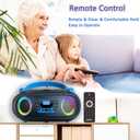Portable Radio CD Player Boombox with Bluetooth,FM Radio,USB MP3 Playback,AUX-in,Headphone Jack,MP3 CDs Compatible,Kids CD Players for Home or Outdoor (Blue)