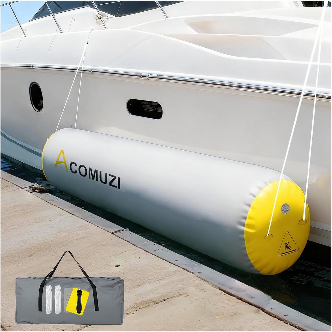 Inflatable Boat Fenders for Docking, Large Boat Bumpers for Docking, Heavy Duty Inflatable Dock Fender, Dock Bumper for Fishing Boats, Jet Skis, Yachts, Pontoon Boat, 10'x18"