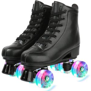 XUDREZ Double Row Adjustable Leather High-Top Roller Skates - Perfect for Indoor Outdoor Adult Use With Bag Size 39