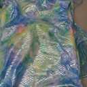 JiAmy Girls Mermaid Swimsuit 2 Piece Tankini Set Ruffle Sparkle Scale Bathing Suit with Mesh Tail Skirt 3-4T