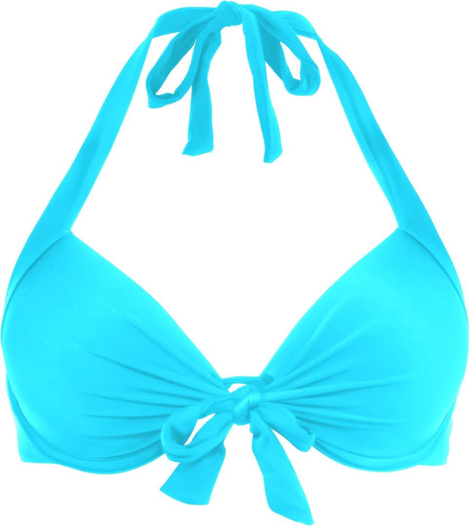 Ocean Blues Women's Push Up Bikini Top Halter Swimsuit Top (Blue, L)