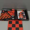 HI-Q Checkers & Tic-Tac-Toe Board Game Set  Classic Strategy for Kids & Family  Features Interlocking Stacking Pieces & Folding Board  Ages 6+