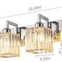 Modern Bathroom Vanity Light 4-Lights Chrome Crystal Wall Lamp Bathroom Modern Crystal Vanity Lighting