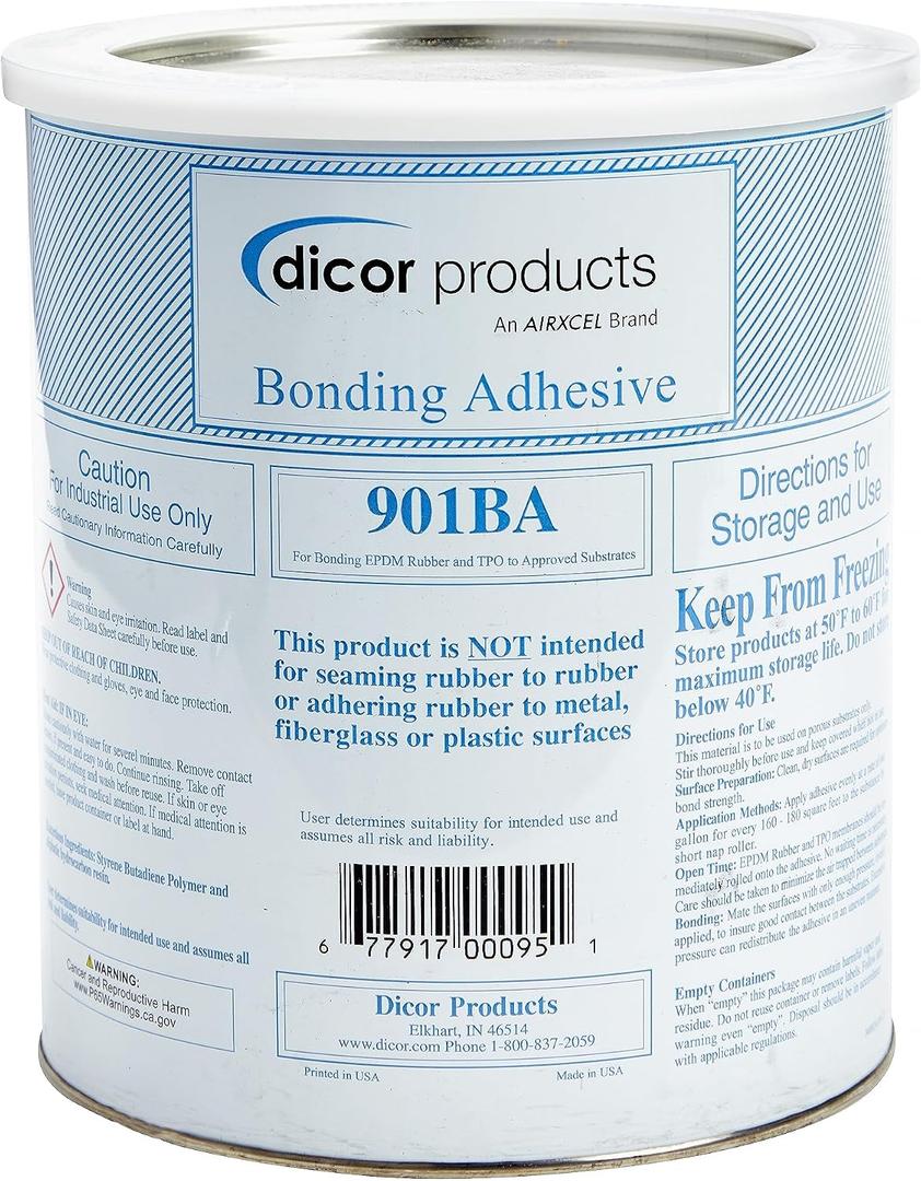 Dicor 901BA-1 Water-Based RV Roof System Bonding Adhesive - EPDM and TPO Compatible, 1 Gallon