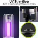 8W Aquarium Filter Hang on U-V Fish Tank Filters Quiet 4 in 1 Double Waterfall Fiter for up to 45 Gallon Tanks, 215 GPH Adjustable Flow