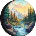 Spare Tire Cover Mountains Nature Scenery Wheel Covers Weatherproof Universal Wheel Protectors for Rv SUV Truck Travel Trailer Camper 15 Inch