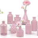 TBWIND Blush Pink Glass Bud Vase Set of 12 Mini Vintage Vases for Flowers, Centerpieces, Wedding & Home Dcor