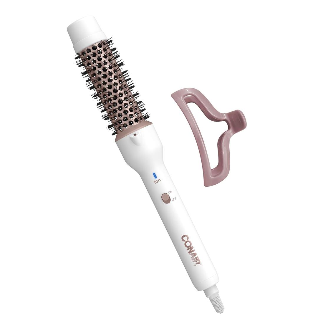 Conair Double Ceramic 1-Inch Thermal Brush, Heated Round Brush for Blowouts, Curls, and Waves, Ceramic Technology Eliminates Damaging Hot Spots for Smooth, Shiny Hair
