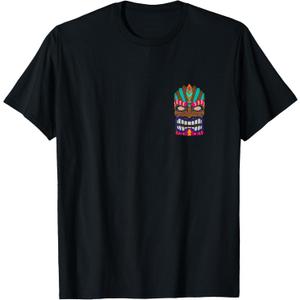 Polynesian South Pacific Tiki Idol Front Back Edition T-Shirt (3XLT, Black)