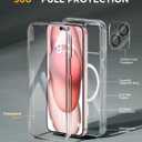 Miracase Glass Series for iPhone 15 Case [Compatible with MagSafe] Full-Body Magnetic Case with Built-in 9H Tempered Glass Anti-Fingerprint Screen Protector + Camera Lens Protector, Clear