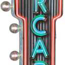 Arcade Double-Sided Marquee Sign With Neon Print And LED Bulbs Vintage Inspired Retro Decor For The Home (26 x 3" x 8")