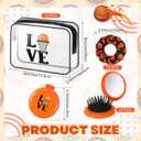 Yungyan 36 Pcs Basketball Gifts 12 Basketball Makeup Bag for Women Party Favors Team Gifts with 12 Sport Hair Scrunchies 12 Round Portable Folding Brush