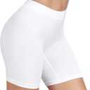 BESTENA Slip Shorts for Under Dresses Seamless Smooth Workout Yoga Bike Shorts for Women (White, S)