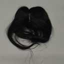 Human Hair Front Hairline Topper 10" Clip on Curtain Bangs 3D Side Fringe with Invisible PU & Lace Base (Black)