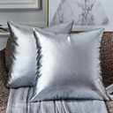 EUCIOR Silver Pillow Covers,Decorative Throw Pillows,18x18 inch,Pack of 2,Decorative Throw Pillow Covers Modern Metallic Shiny Cushion Cover for Sofa Bedroom Car (18" x 18" (Pack of 2))