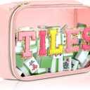 Empty Mahjong Tile Bag American PVC Clear Mahjong Case Size 166 Waterproof Zippered Storage Tile Holder Rack Bag for Game Lover Gift Travel, Case Only (Pink,Tiles)