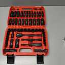 LLNDEI 3/8”Drive Impact Socket Set,Standard SAE(5/16 to 3/4-Inch) Metric Size(8-22mm), 95 Piece, CR-V Steel Deep&Shallow Kit, Adapters, Ratchet Handle, Screwdriver Bit Set, Spark Plug Socket, 6 Point