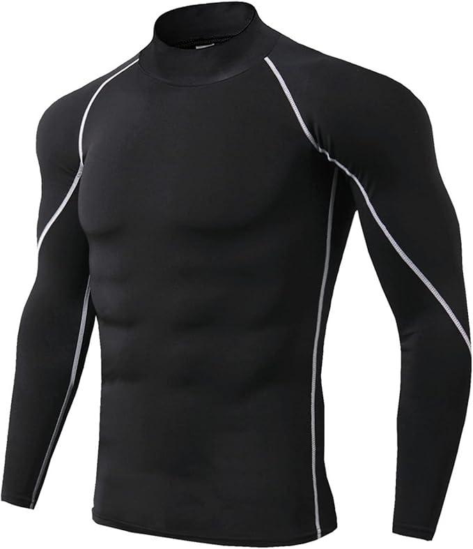 Men's Turtleneck Fitness Long Sleeves, Turtle Neck Compression Shirts for Men, Compression Long Sleeve Men. Size XL