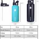 SENDESTAR Water Bottle 32oz Double Wall Vacuum Insulated Leak Proof Stainless Steel Sports Water BottleWide Mouth with New Flex Straw Lid & Spout Lid (Deep Blue&Black)