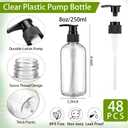 Eaasty 48 Pcs Pump Bottle Lotion Dispenser Refillable Shampoo Conditioner Hand Soap Dispenser Plastic Empty 8oz/250ml Clear Reusable Body Wash Container Bulk (Clear,Black)
