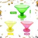 Neon Glow Party Supplies Glow in the Dark Disposable Plastic Martini Glasses - 54 Pack 5oz BPA-Free Cups with Removable Base, Reusable Plastic Martini Glasses for Party, Wedding, Halloween
