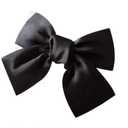 Black Satin Bow Hair Clip for Women, Elegant Large Ribbon Barrette, Fashion Hair Accessory for Party or Daily Wear (Black)