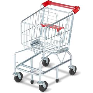 Melissa & Doug Toy Shopping Cart, Grocery Store Pretend Play Toys with Sturdy Metal Frame & Working Wheels, Toddler Shopping Cart, Preschool Learning Toys for Girls & Boys 3+