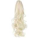 FELENDY Ponytail Extension Claw 18" 20" Curly Wavy Straight Clip in Hairpiece One Piece A Jaw Long Pony Tails for Women Platinum Blonde