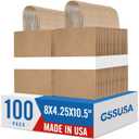 GSSUSA 100 Pack Brown Paper Bags with Handles, 8 x 4.25 x 10.5 in Medium Kraft Gift Bags Bulk for Small Business, Retail Shopping, Party Favor & Merchandise, Sturdy, Made in USA