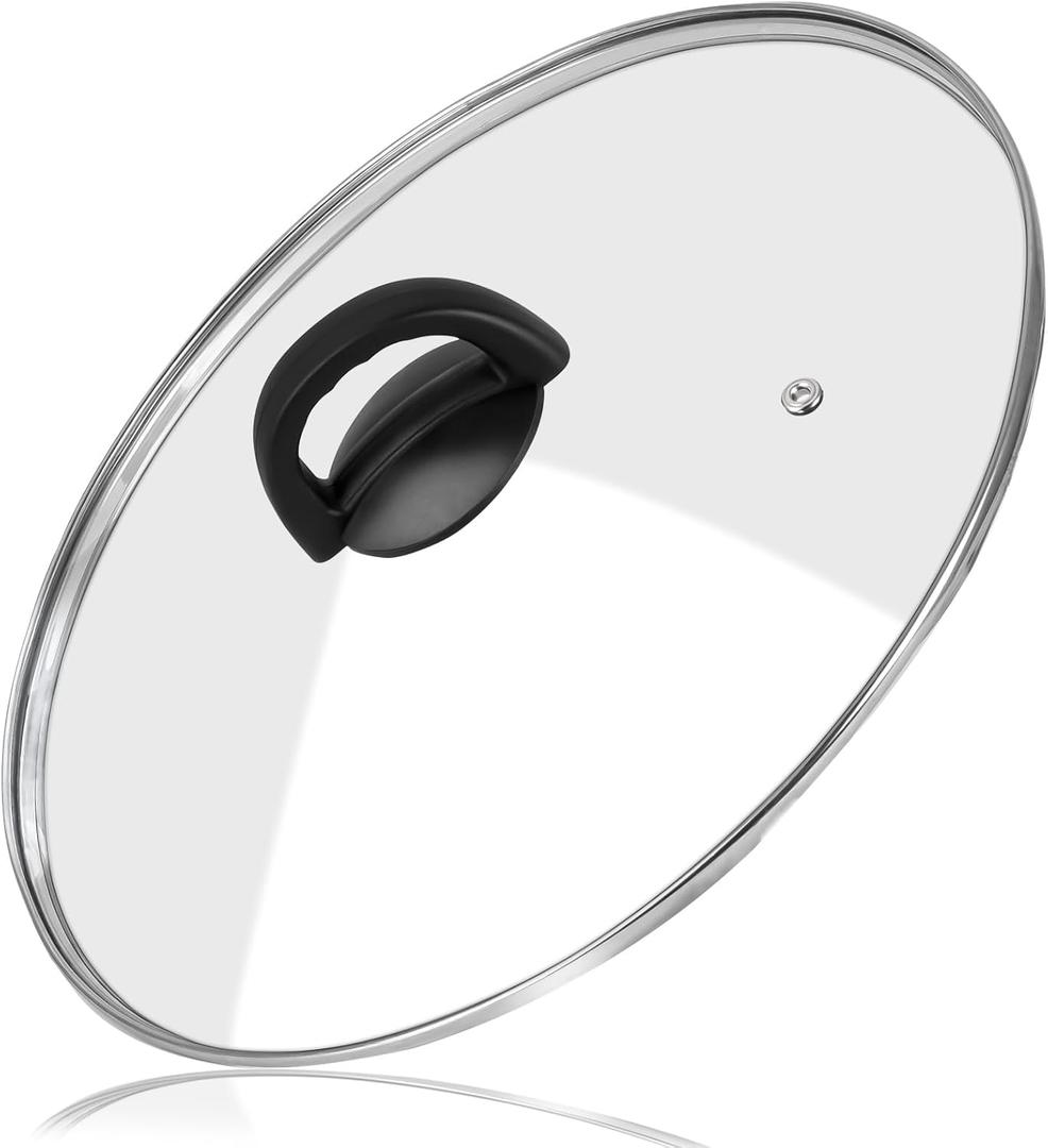10"" Tempered Glass Lid with Heat Resistant Handle, Glass Pan Lid Cover for Frying Pan,Skillet, Cast Iron, Universal Cookware, Compatible with All 10"" Diameter Cookware