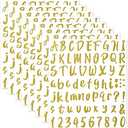 Outus 576 Pieces 8 Sheets Glitter Letters Stickers Self Adhesive Vinyl Letter Alphabet Number Stickers Mailbox Numbers Sticker, Decals for Classroom Decor, Sign, Door (Gold, 1 Inch)