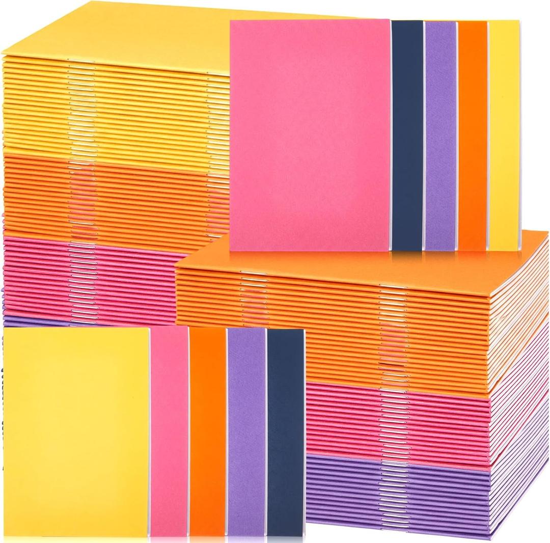 Kosiz 100 Pcs Colorful Blank Books Bulk Blank Books for Kids to Write Stories Mini Notebooks Hardcover Sketchbooks Journal for Drawing Writing (4" X 5.5",Classic Color)