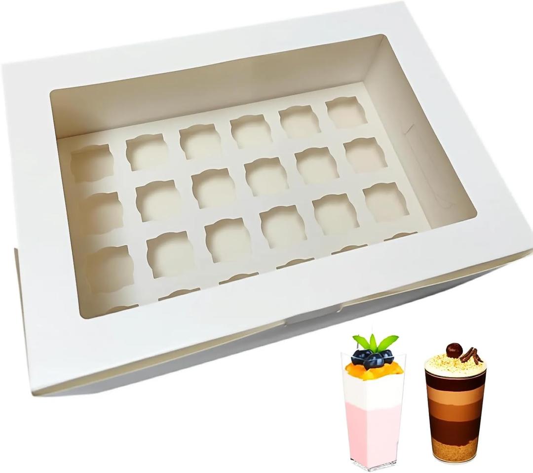 JRWTY Dessert Shooter Boxes, 6-Pack, Holds 24 Count 3 oz Dessert Shooters, Food-Grade Carrier Containers (1-white)
