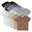 HonestBaby 10 -Pack Short Sleeve T-Shirts 100% Organic Cotton Baby, Toddler, Little Kids, Boys, Girls, Unisex, Earth Tones, 6-9 Months