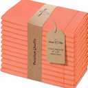 Urban Villa Cloth Napkins 100% Cotton Highly Absorbent Washable Reusable Premium Dinner Napkins Ideal for Gifts for Mothers Day Hotel Farmhouse Parties - Orange Hemstitch (20" x 20", Set of 12)