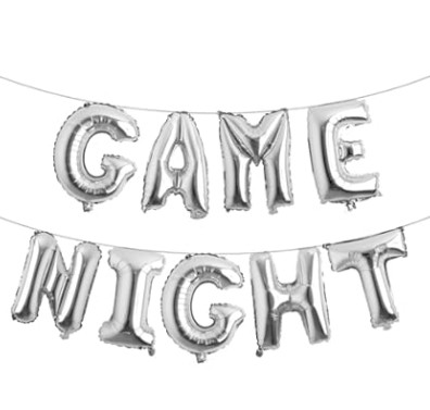 Game Night Balloon Banner,Party Backdrop Photography for Game On Birthday Party Decor Sleepover Slumber Prom Gaming Party Cake Table Decor, Silver