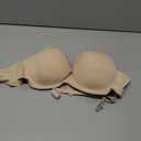 Women's Strapless Push Up Bra Underwired Thick Padded Low Cut T-Shirt Convertible Supportive Bras with Clear Straps (Beige, 40C)