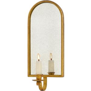 NIKKY HOME Mirrored Wall Candle Holder - Gold Antique Wall Sconces for Taper Candle - Elegant Metal Hanging Candlestick Wall Decor for Living Room, Bathroom, Dining Room and Office