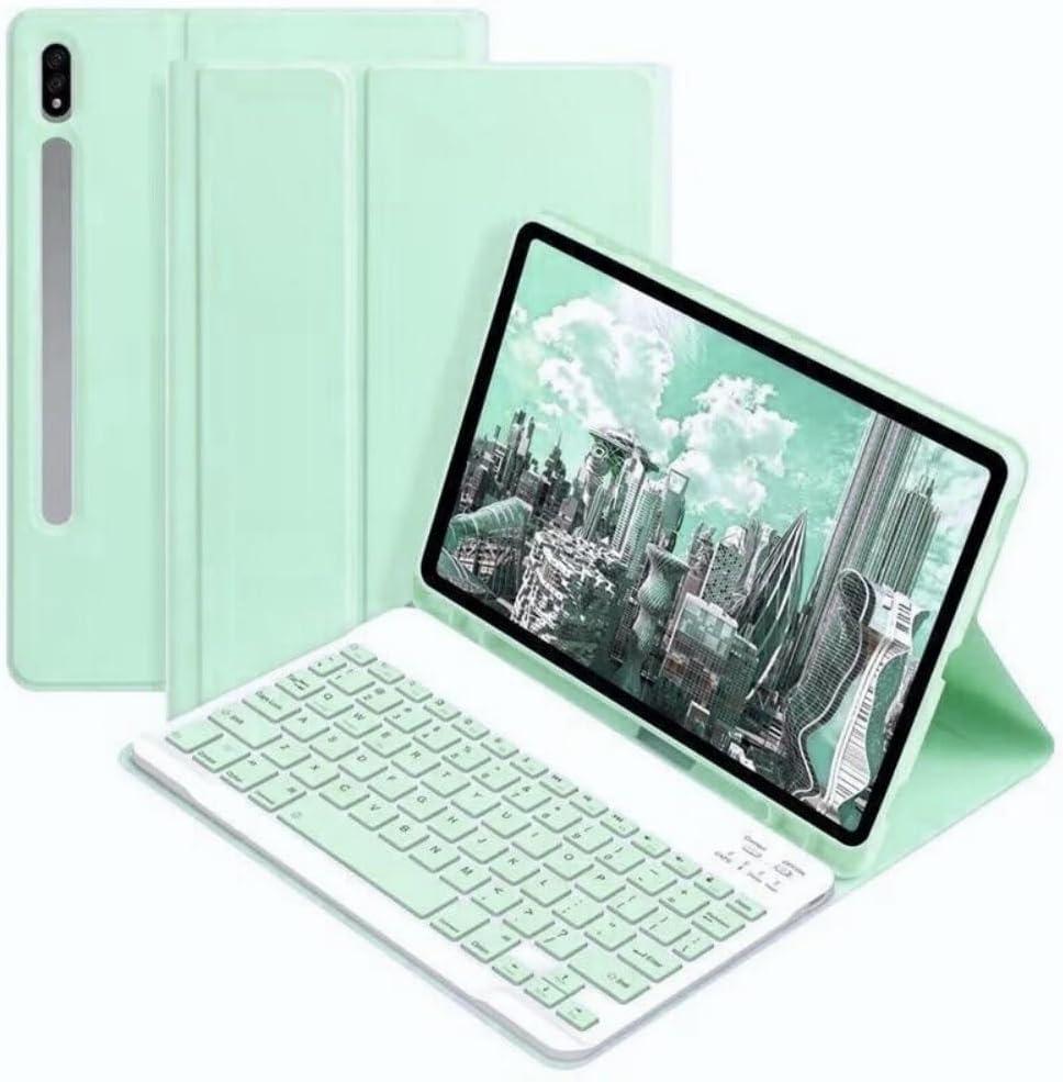 Galaxy Tab S10+ Plus/S9+ Plus/S9 FE+ Plus 12.4" /S8+/S7+/S7FE Tablet Case with Keyboard, Candy Colors Slim Protective Cover with Magnetic Detachable Keyboard with S Pen Holder, Mint Green