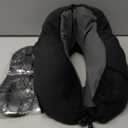 Neck Travel Pillow, Upgraded Memory Foam Pillow for Airplane, Machine Washable, Adjustable Flight Pillow, Suitable for Sleeping Airplane, Car, Office and Home (Black)