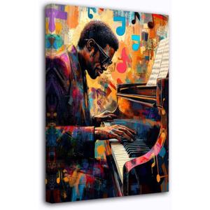 CXHOSTENT Black Jazz Canvas Wall Art Abstract Black Music Painting Prints African American Picture Musical Instruments Artwork for Men Room Decor Framed (Red, 16.00" x 24.00")