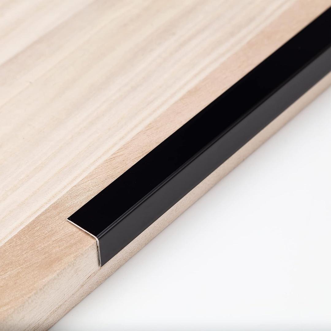 Trimold Matte Black Aluminum Peel and Stick L Molding Corner Guards with 90 Angle for Wall Door Frame Cabinet Baseboard Protection and Decoration, 35.4in x 0.8in (3Pcs)