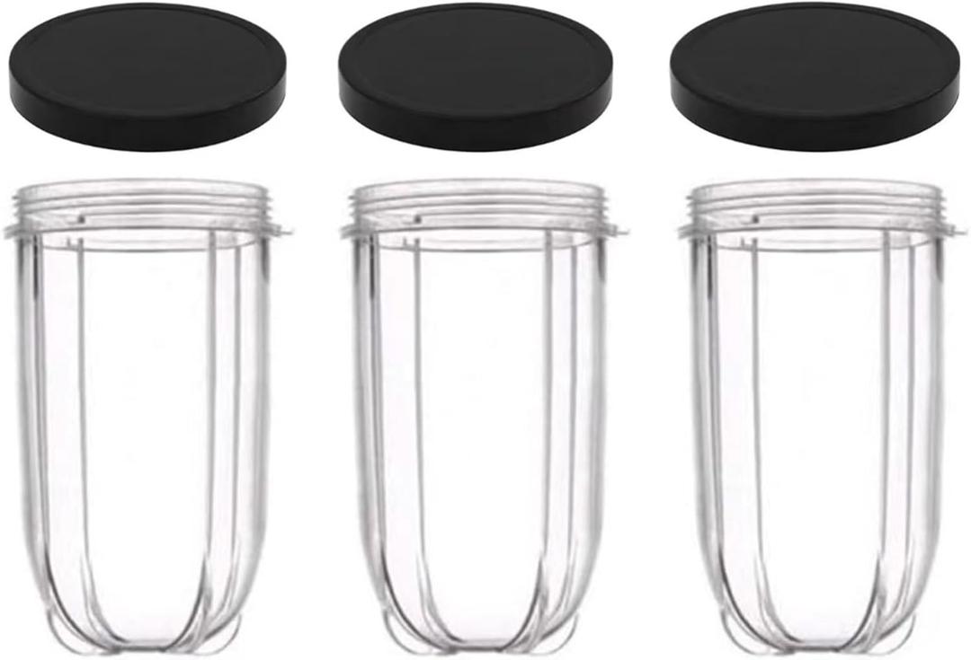 16 oz M agicBulletCups, M agic Bullet Blender Parts, 6 Piece Set - 3 Replacement Nutribullet Blender Cups with Lids, Personal Blender for Milkshakes and Smoothies
