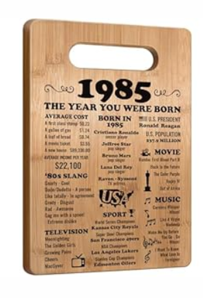 40th Birthday Gifts for Women Men, 1985 Birthday Gifts for Her Him, 40 Years Old Gifts, 40th Birthday Gift Ideas, 40th Birthday Decorations for Women Men, Back in 1986 Cutting Board Gifts