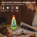 Glass Bottle Christmas Tree Night Light with Multicolored LED Lights - 5" H Tabletop Holiday Nostalgic Decorative Vintage Night Light for Girl Boys Kids Gift Bedroom Reading Room Holiday Party Decor