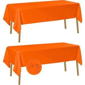 Fokitut 2 Pack Waterproof Rectangle Tablecloth, 60x120 Inch, Stain Resistant and Wrinkle Polyester Table Cloth, Fabric Table Cover for Kitchen Dining, Wedding, Party, Holiday Dinner-Orange
